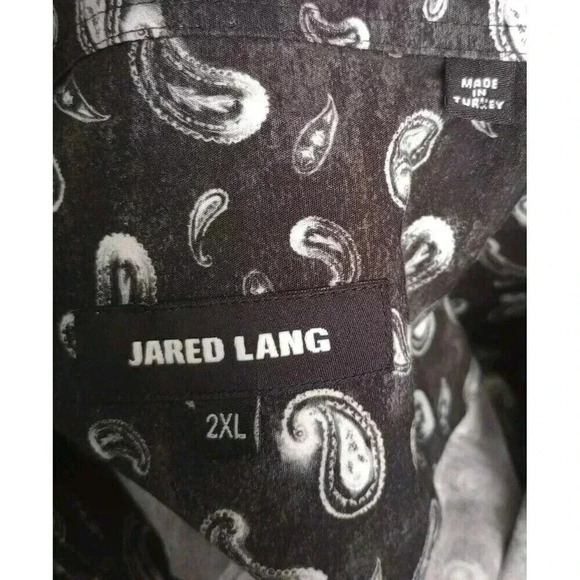 Jared Lang Button Up Shirt‎ Black White Paisley Long Sleeve Men's 2XL - Picture 4 of 6